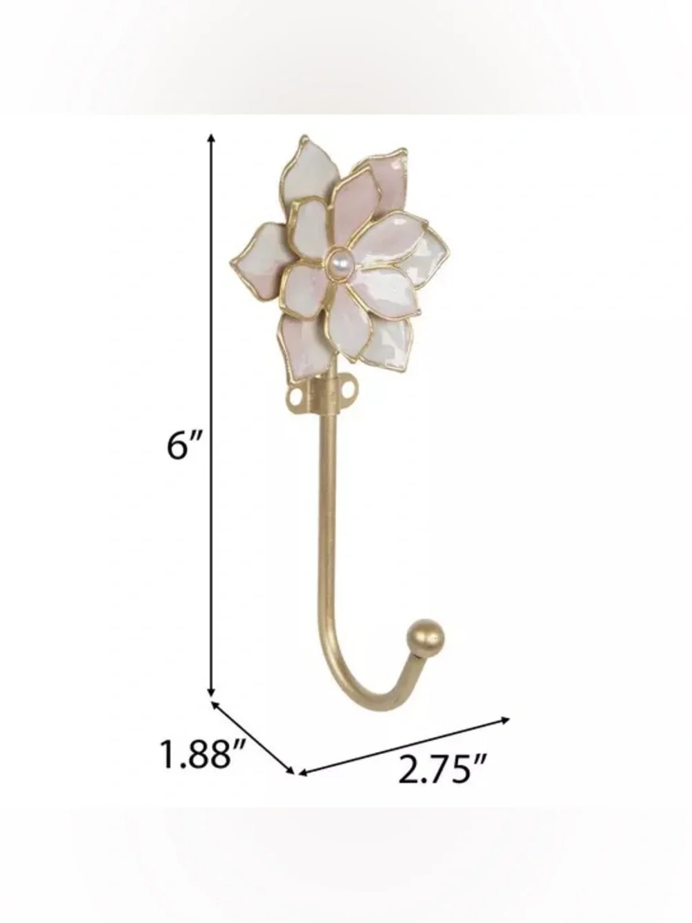 White & Gold Flower Metal Wall Hook